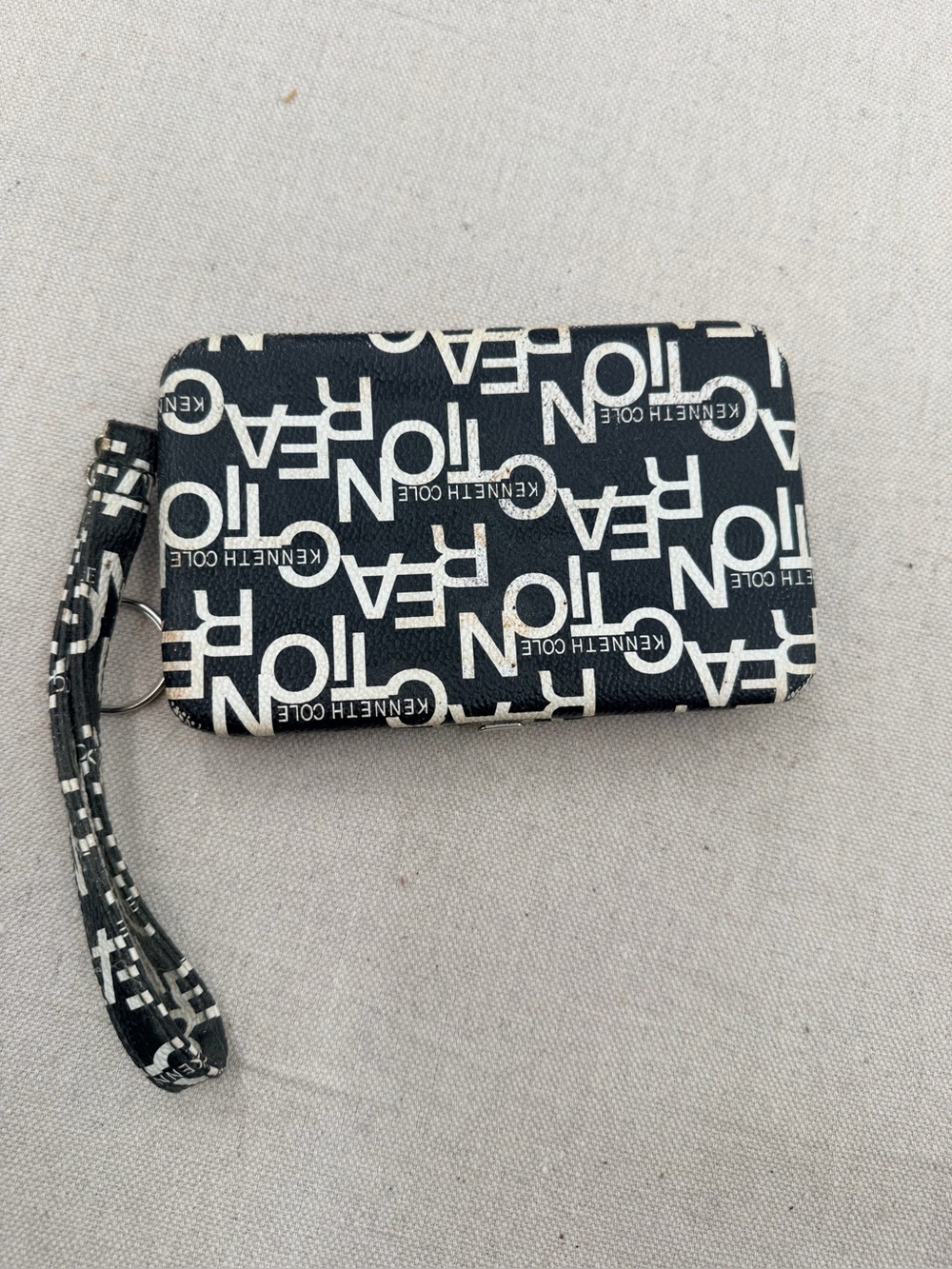 Kenneth Cole Black and White Logo Wristlet Wallet